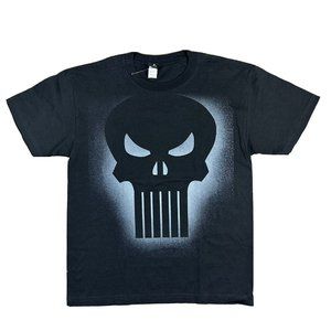 Vintage Marvel The Punisher Shirt Men’s Size Large Black Big Face NEW NOS